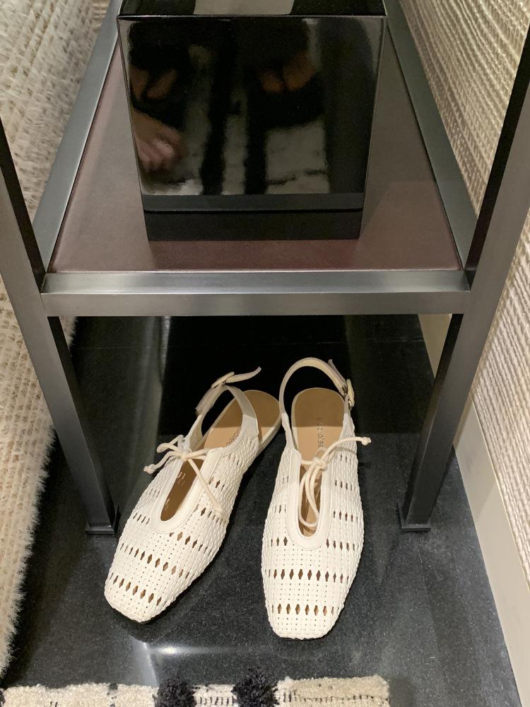 

Sheepskin~ Hollow-out woven bag head sandals, genuine leather cool slippers, women s summer outer wear, empty single shoes after vacation 35