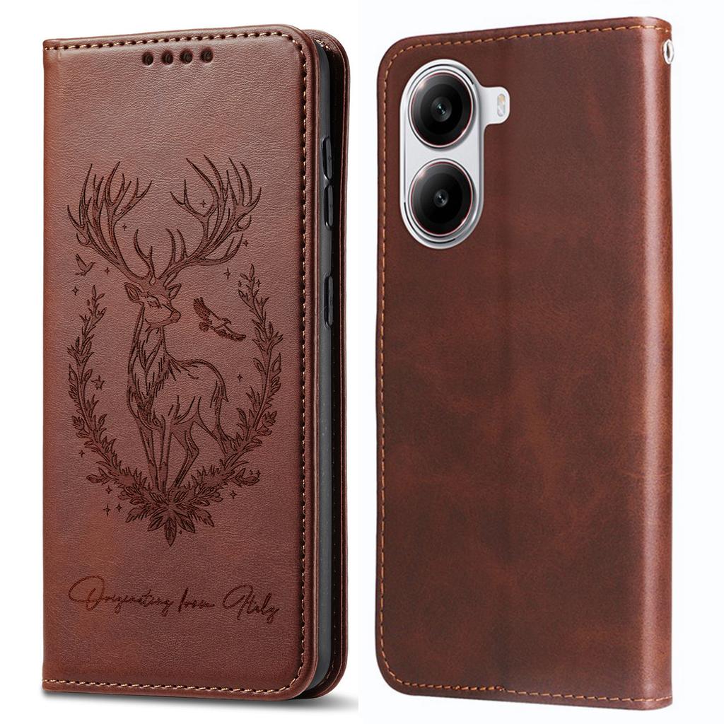 For Xiaomi Redmi Turbo 4 5G/Poco X7 Pro 5G Stand Case Lucky Deer Imprinted Magnetic Closure Leather Wallet Phone Cover