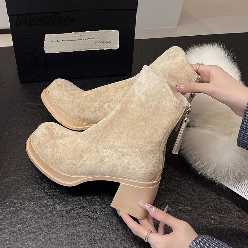 Fashion Hot Selling 2025 New Vintage Women Trouser Legs Boots Removable Belt Buckle Autumn Shoes Thick Heel Ladies Elegant Long Booties