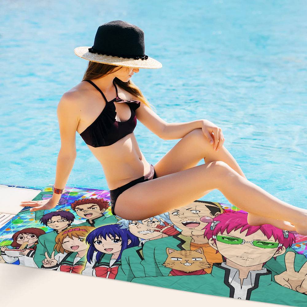 Saiki K Disasterus Life Saiki Kusuo Japanese Anime Microfiber Beach Towel Absorbent Quick Soft  Resort Mountain Climbing Towel