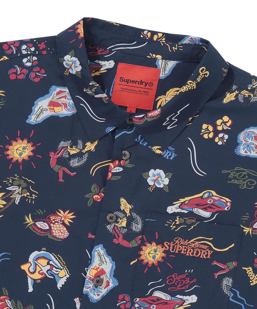 Syupeodeulai Palm Surf Hawaiian Shirt Navy