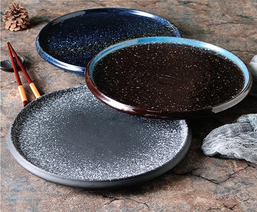Steak plate plate Household creative black sushi Commercial Japanese food Dim sum flat plate breakfast dishes and plates sets