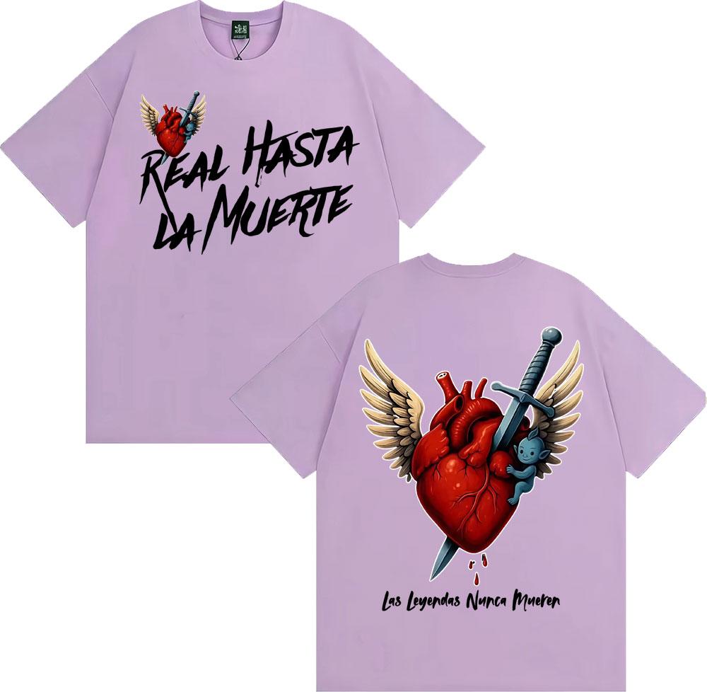 Anuel AA Rhlm 2 Real Hasta La Muerte Heart T Shirt Unisex Women Fashion Retro Short Sleeve Tshirts Cotton ONeck Oversized Tshirt