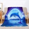 Dolphins Under The Moonlight Flannel Blanket Soft Warm Throw Blanket Lunch Break Blanket For Couch Sofa Office Bed Camping Trave