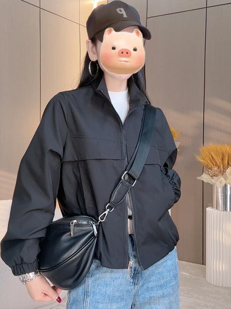 2025 Aurora Wind Casual Women's Petite Versatile Windbreaker Jacket - Spring/Autumn Solid Colors