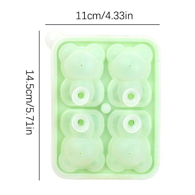 4 Grids Bear Ice Mold 3D Bear Silicone Ice Cube Tray DIY Ice Ball Juice Milk Ice Maker For Chilled Drinks Kitchen Tool Cup Decor