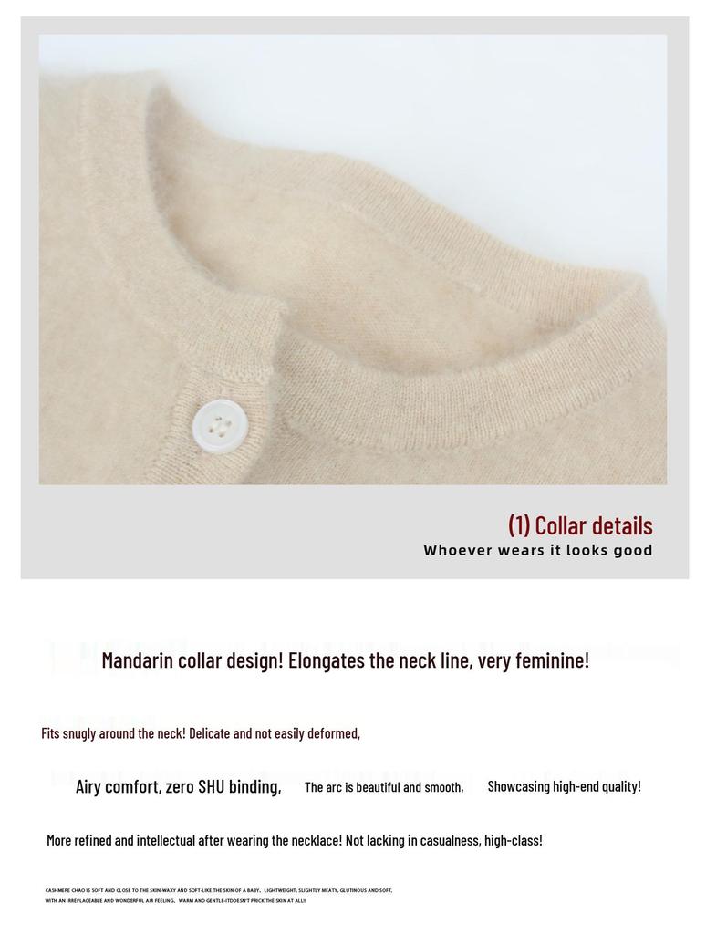 2025 Autumn/Winter Women's Cashmere Sweater: Round Neck, Slim Fit, Loose Buttoned Pullover