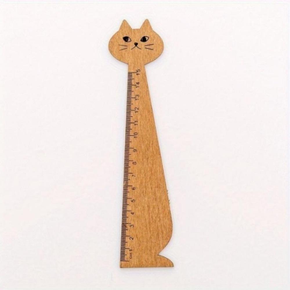 2Pcs 15cm Scale Ruler Creative Cartoon Ruler Cat Wooden Ruler Student Stationery Straight Ruler Office School Supplies