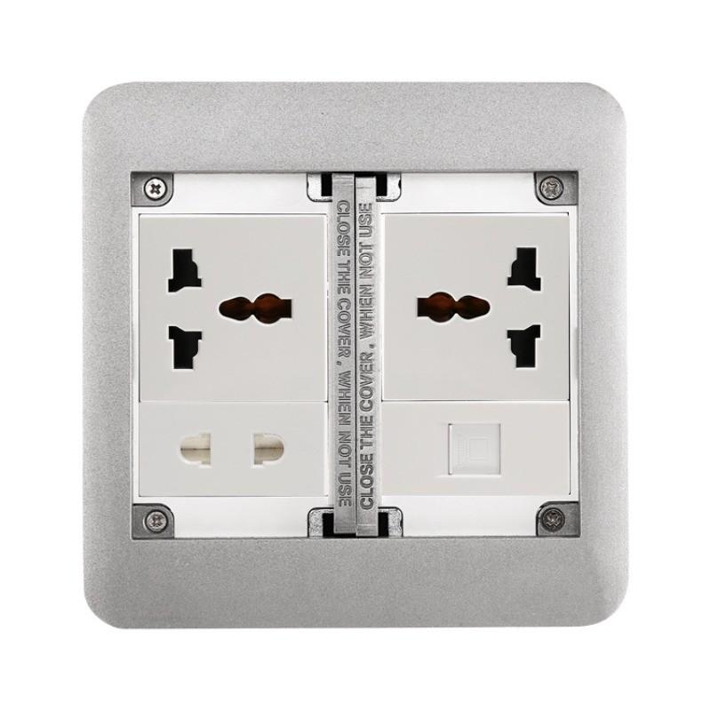 13A Three Hole Household Waterproof Ground Socket Multi Functional Embedded Socket Charging Power Socket