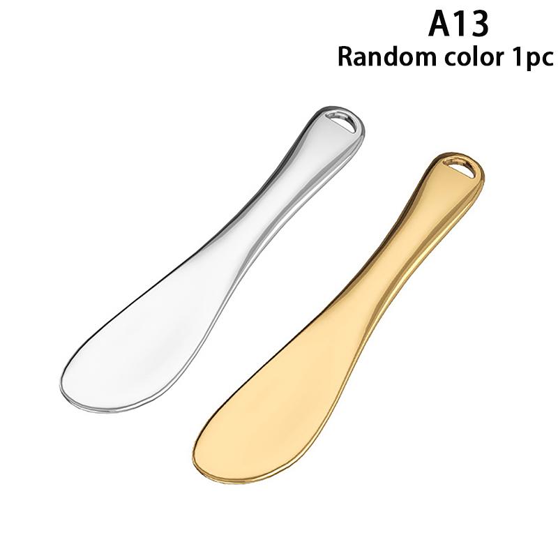 1 Stück Metall Zink Mini Kosmetikspatel Gebogene Schaufel Gold Silber Make-up Maske Creme Löffel Augencreme Stift Beauty Schaufel