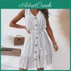 Breathable Dress Ruffle Female Hem Casual Ladies V Neck Loose Dress For Vacation