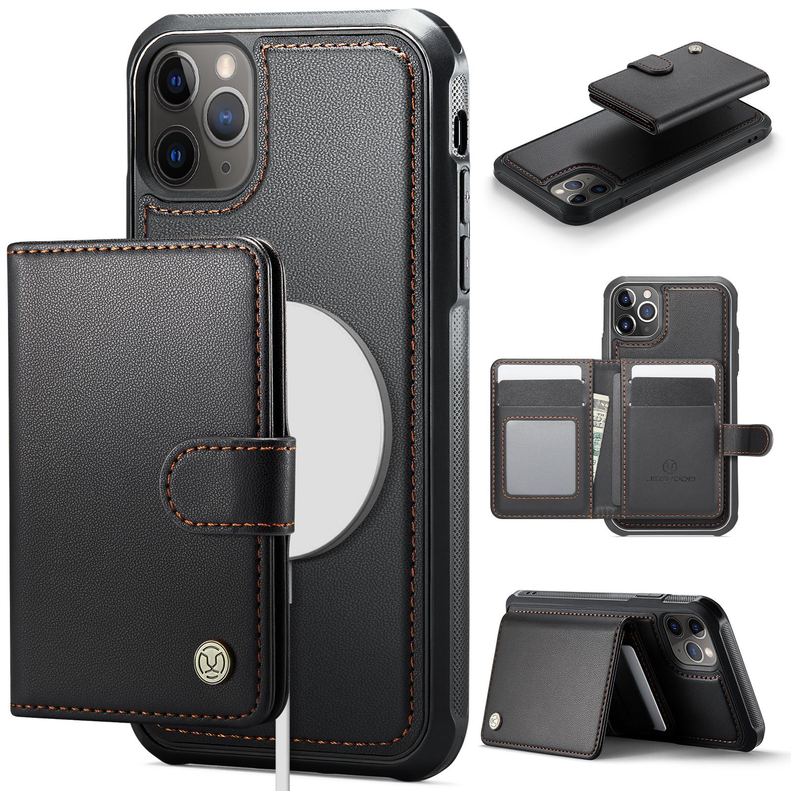 

For iPhone 11 Pro Case JEEHOOD J09 RFID Blocking Card Holder Leather Back Phone Cover Compatible with MagSafe