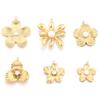 2Pcs Stainless Steel Pearl Flower Enamel Charms Exquisite Gold Color Pendant DIY Necklace Earrings Wedding Party Jewelry Finding