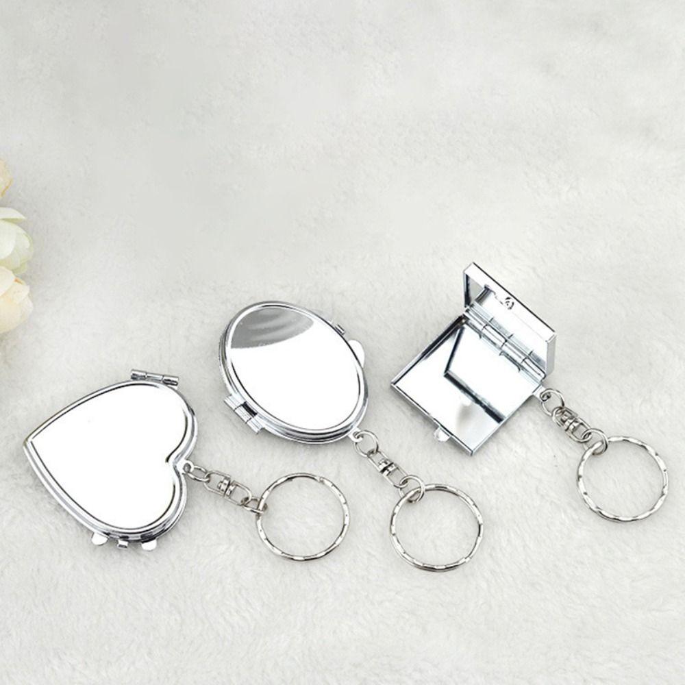 Metal Folding Mirror Key Chain Makeup Mirror Double Sides Cosmetic Mirror Keychain Girls Toy