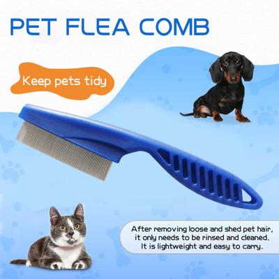 Yousheng 2Pcs Pet Hair Comb Tear Stain Remover Fine-Tooth Stainless Steel Flea Comb 2-in-1 Multifunctional Grooming Tool for Dehairing Dogs Cats' Face