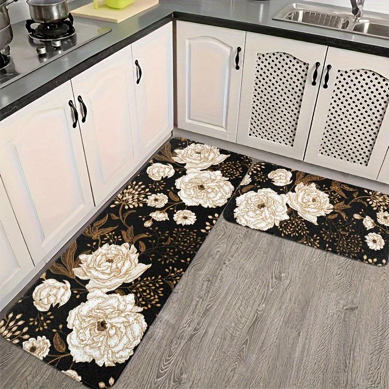 1Pcs Anti Fatigue Kitchen Rugs, Bohemian Floral  Print Waterproof Non-Slip Thick Cushioned Kitchen Mat Heavy Duty Comfort Standing Mat for Kitchen