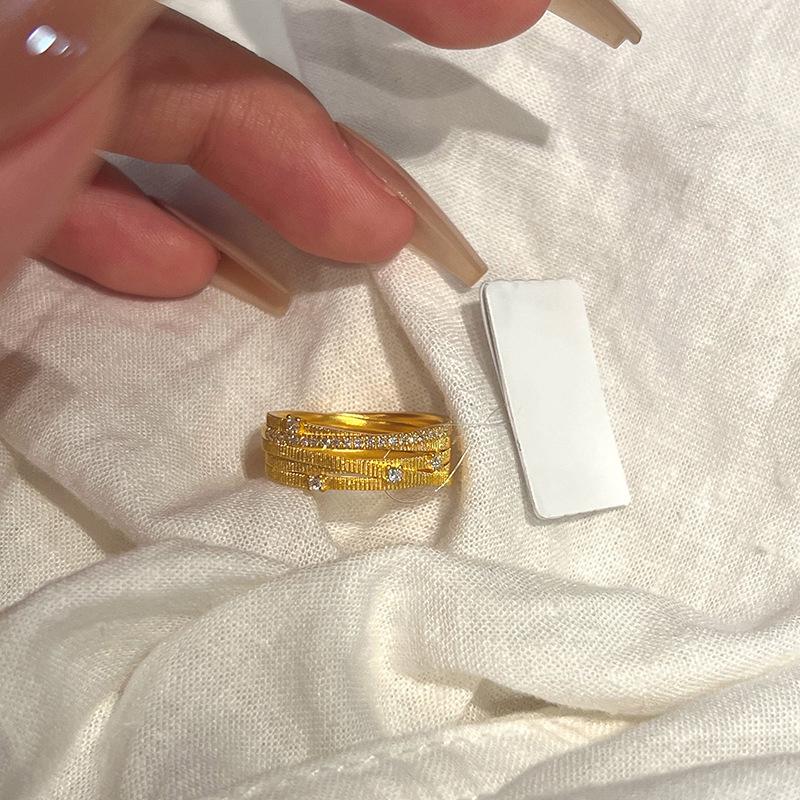 Retro Multi-Circle Brushed Wire Fashion Ring - Versatile, Exquisite, Light Luxury for Index Finger