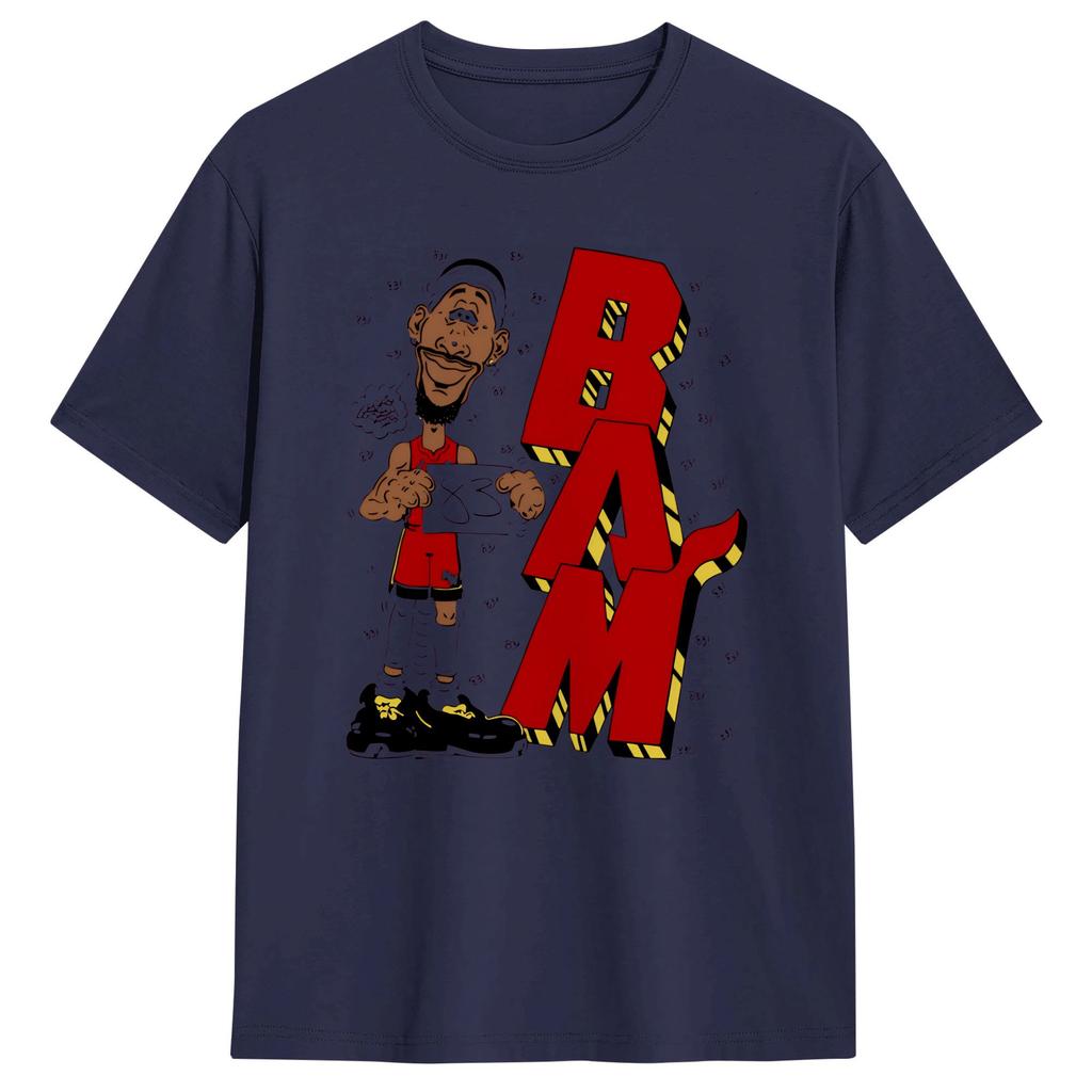 Casual T Shirt Summer Bam Adebayo 83 points Forever Stamped History caricature Hipster TShirts Cotton Tshirt for Adult Y2K Tops
