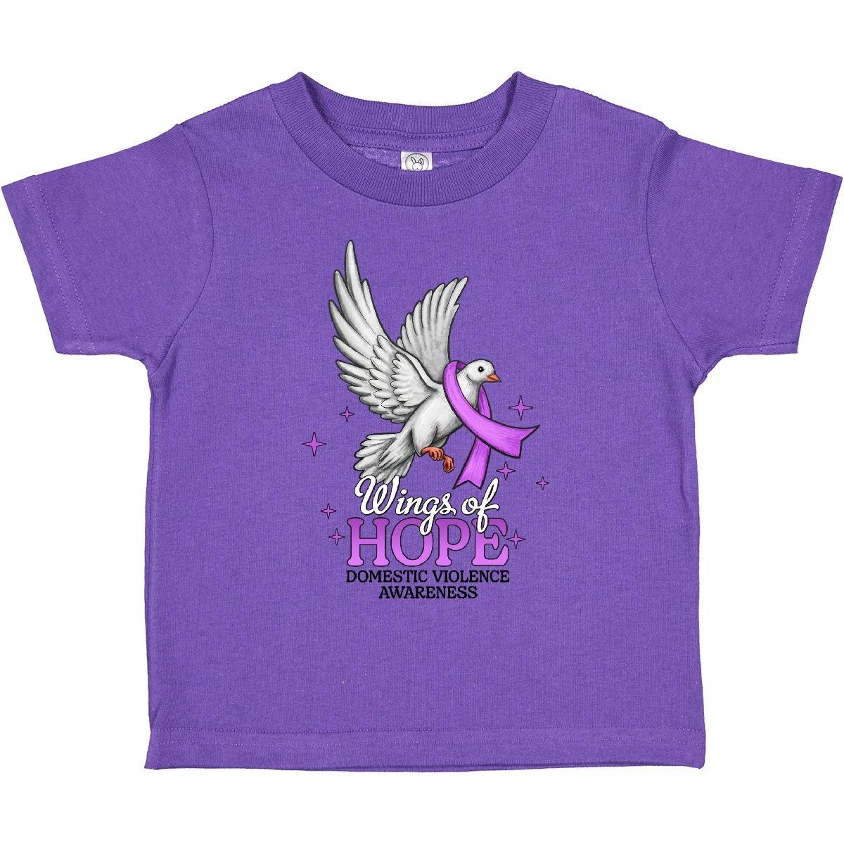 Inktastic Wings Of Hope- Domestic Violence Awareness With Dove Toddler T-Shirt 120