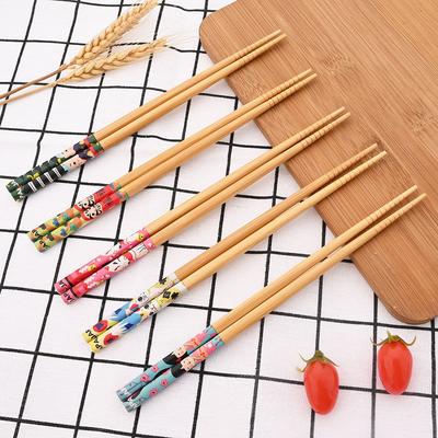 5Pairs Bamboo Chopsticks Household Long Chopsticks Family Pointy Cute Personality Bamboo Non-slip Set Tableware Gift Chopsticks