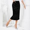 Women Skirt High Waist Solid Color Sequin Decoration Slimming Leg Shape Midi Skirt Work Party Daily Wear