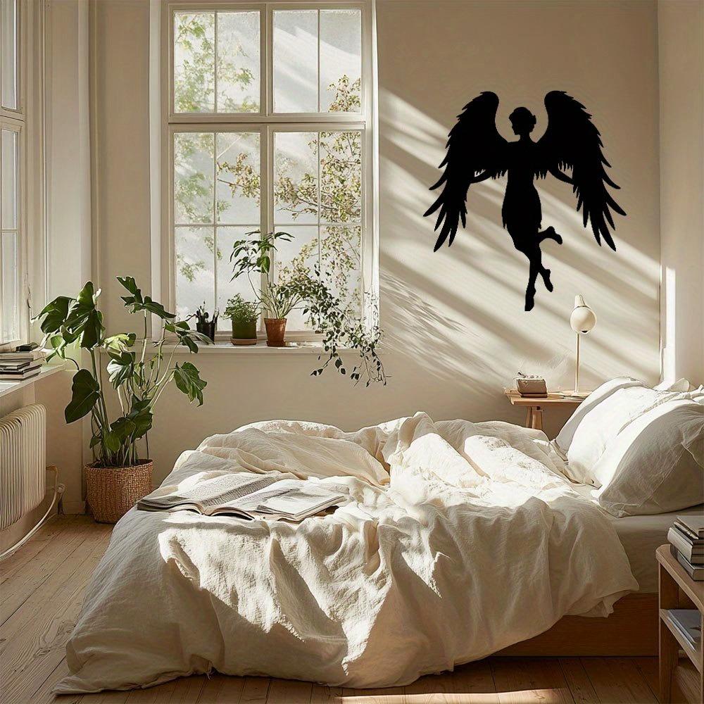 Modern Angel Wings Metal Wall Art Iron Decor for Living Room Bedroom Kitchen Garage Outdoor Garden Sturdy Construction Halloween Home Accent