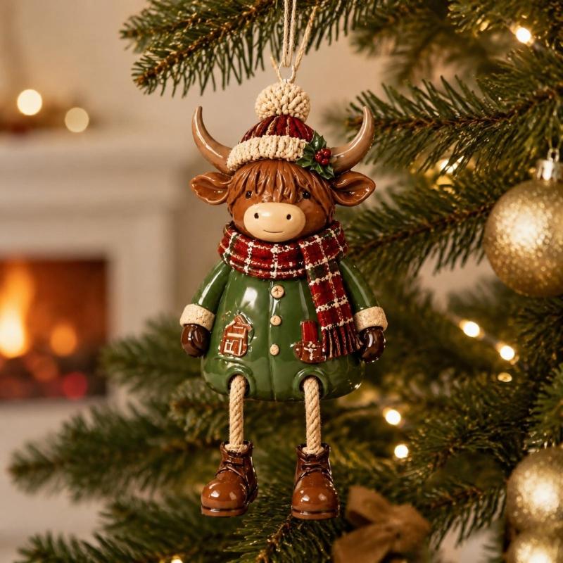 Christmas Resin Character Decoration with Separate Rope Legs, Figurine for Seasonal Home Displays
