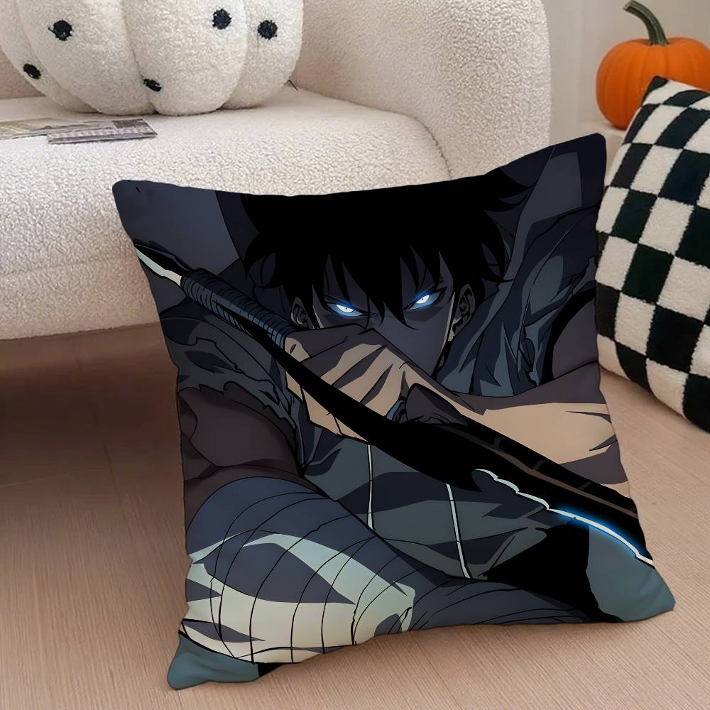 

поп Аниме Подушка Чехол S-Solo Leveling Наволочка против пылевых клещей Невидимая молния Шелковистый короткий плюш Наволочка для диванной подушки 12x12Inch