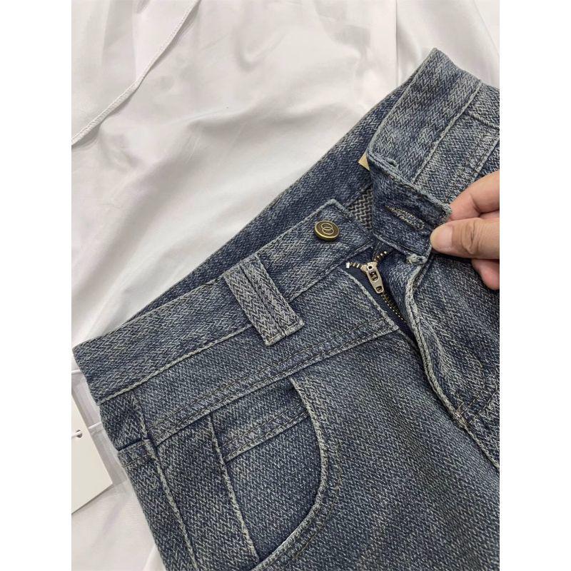 Women's Plus Size High Waist Starry Sky Wide-Leg Jeans - American Style Straight Leg Pants for Autumn