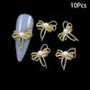 10Pcs Hollow Bowknot Nail Decoration  Metal Gold Silver Nail Charms 3D Alloy Bow Tie Jewelry Manicure Diy Art Accessor
