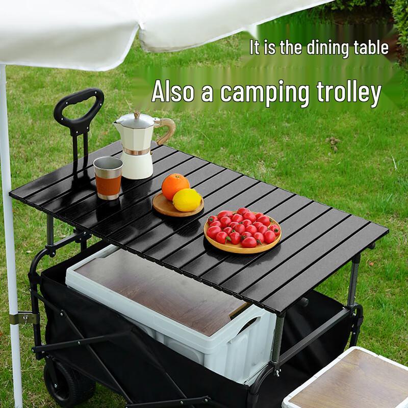 ZISIZ Foldable Camping Picnic Cart with Sunshade