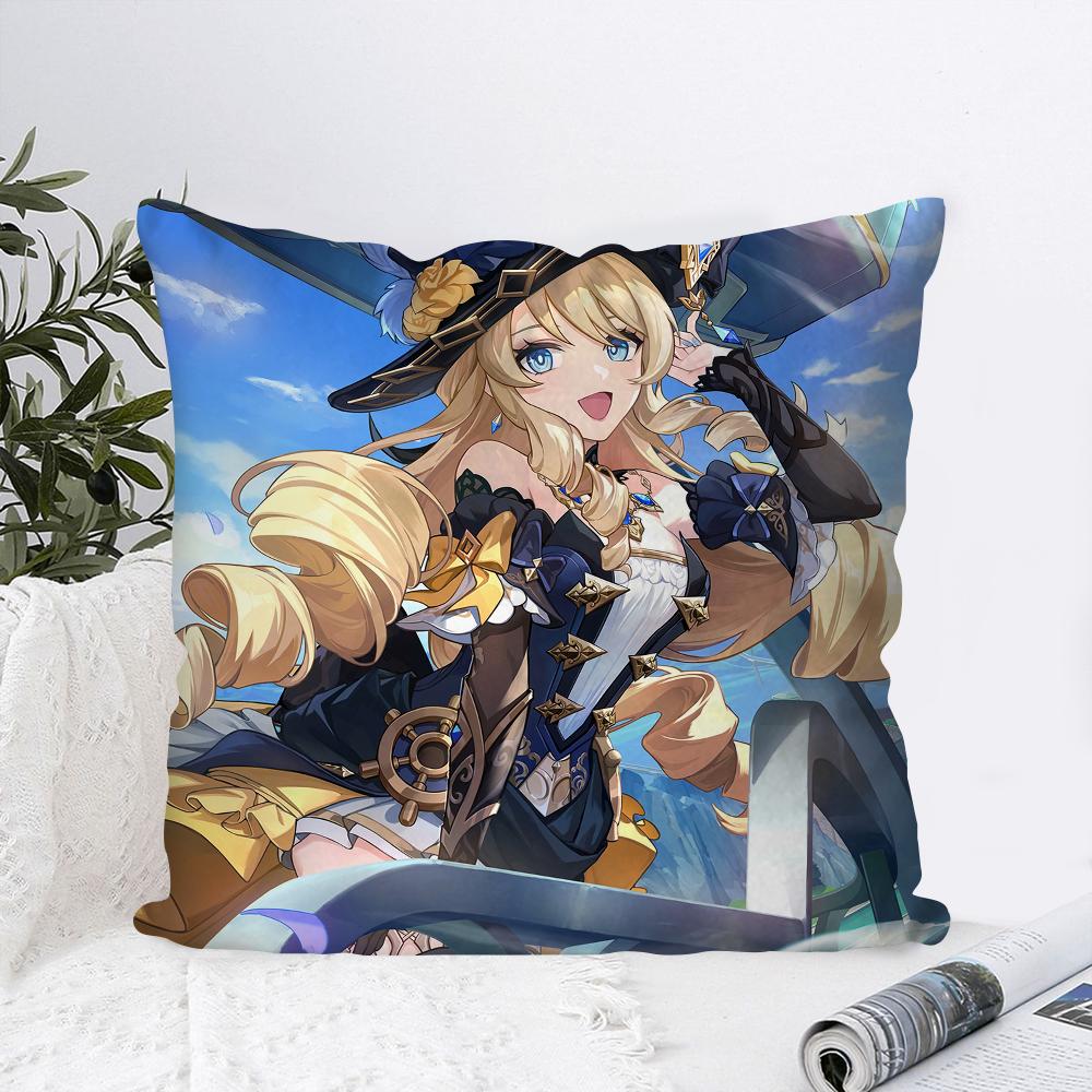 Game Genshin Impact Navia Caspar Pillow Case Square Pillow Bedroom Sofa Leisure Comfort Cushion Car Living Room Home Decoration