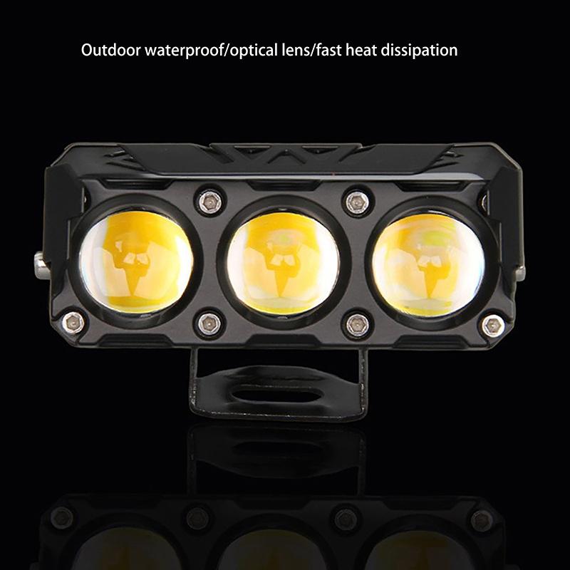 3 Eyes LED Motorcycle Spotlight Work Lamp Hi Low Beam Fog Light For Car SUV Truck Mini Lens Driving Off Road