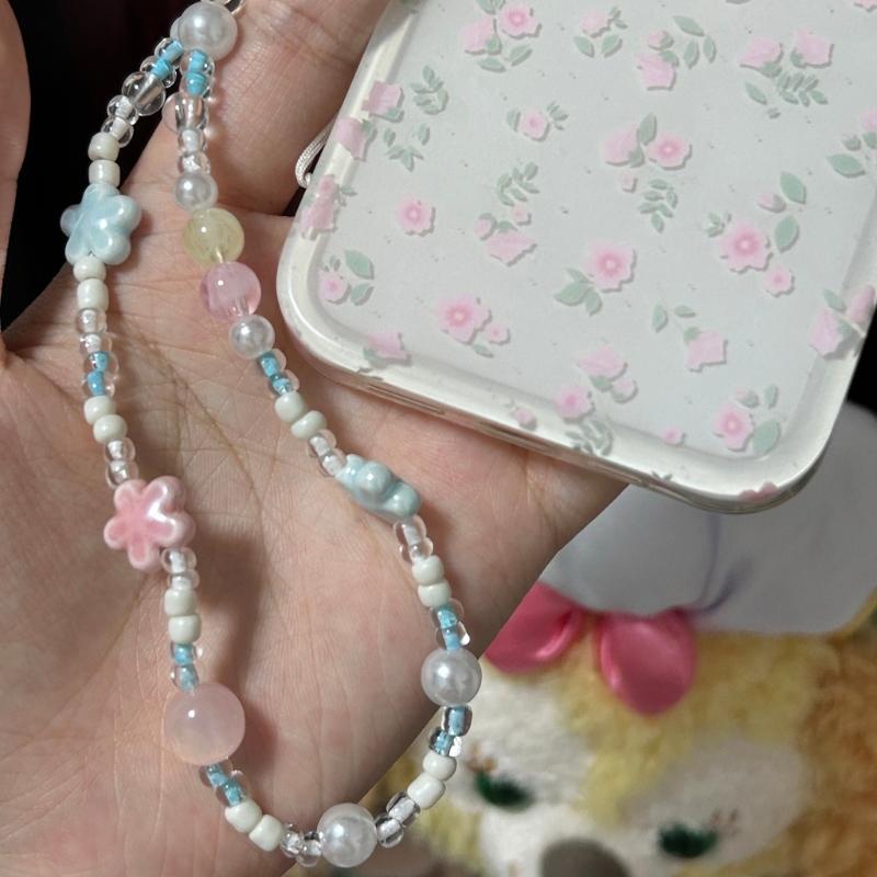 Eye Catching Mobile Phone Chain Plastic Beaded Cellphone Lanyard For Women Girls Telephone Strap Jewelry Drop-resistant