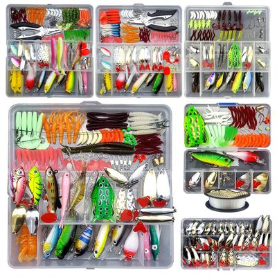 Juego de Señuelos de Pesca, cuchara de Rana Minnow, cebo suave, juego de anzuelos, aparejos de pesca, accesorios para agua dulce y mar