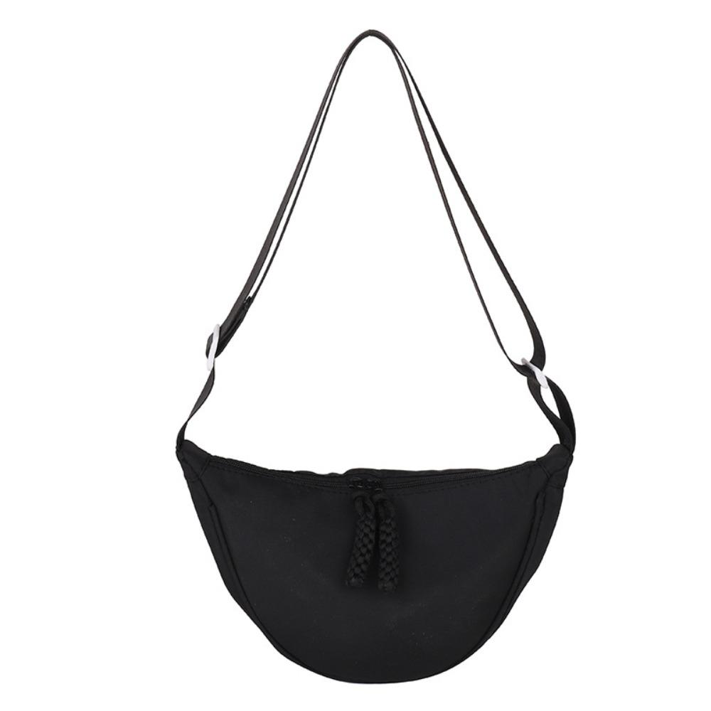 Solid Color Single Shoulder Bags Handbag Half-moon Bag Simple Hobo Crossbody Bag  Unisex