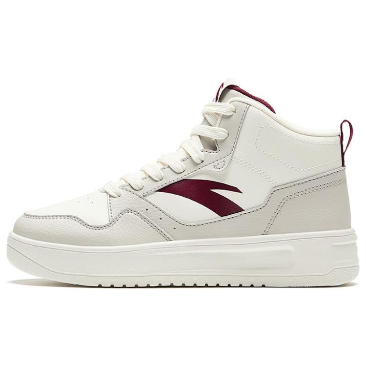 New Anta Height Increasing Lightweight High Top Skateboard Shoes Women's White Red 922448002Q-5