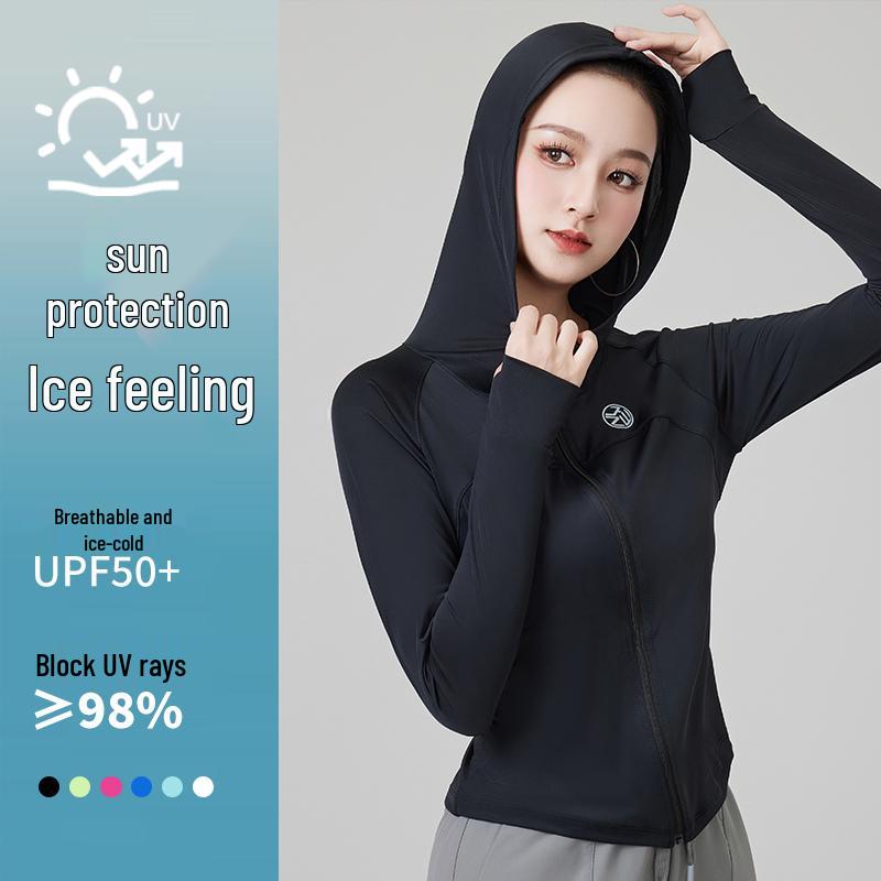 2025 Women s Hooded Quick-Dry Gymnastics Jacket - Long Sleeve, Sun Protection for Summer Square Dance M