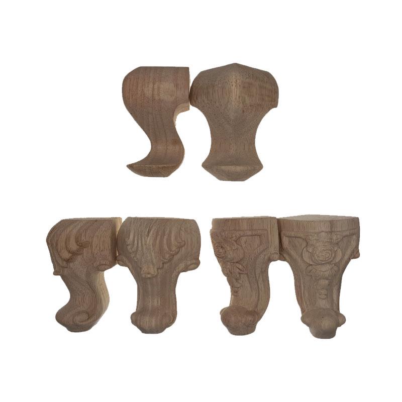 European Solid Wood Carved Table Legs - Rose & French Leaf Design