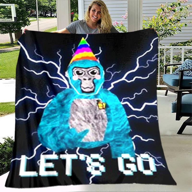 1pc Blanket Gorilla Tag Print Design, Lightweight Blanket for Sofa, Bed- Soft &Warm, Gift for All Seasons like Christmas, Halloween