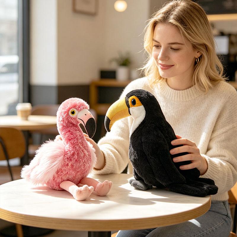 22/35cm Simulation Lifelike Birds Flamingo Plush Doll Stuffed Animal Soft Toucan Baby Appease Toys Funny for Kids Gift Decor