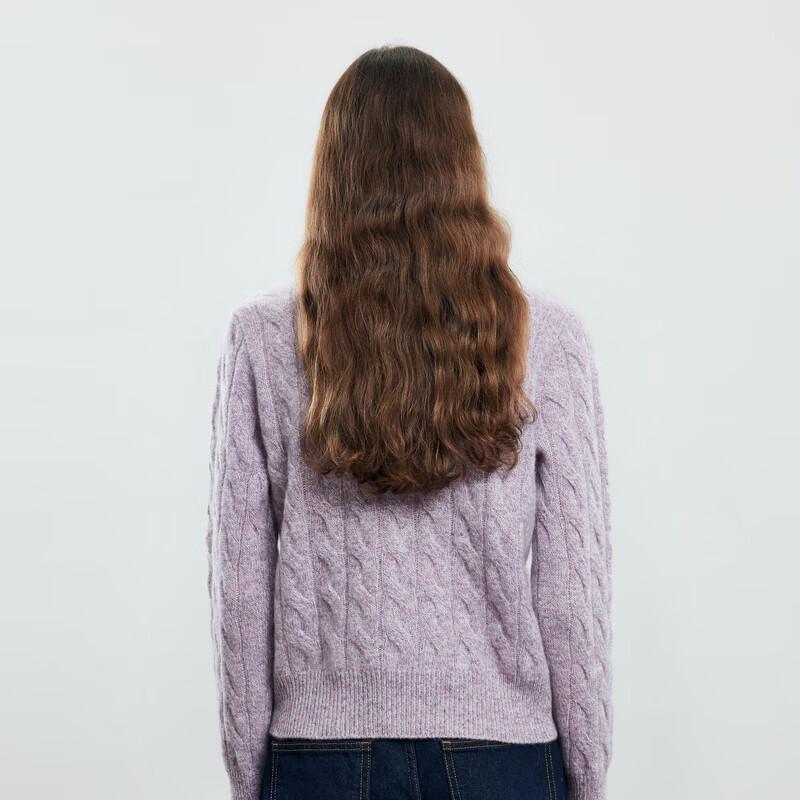 PALUOPO Women's Round Neck 3D Cable Knit Cashmere Sweater