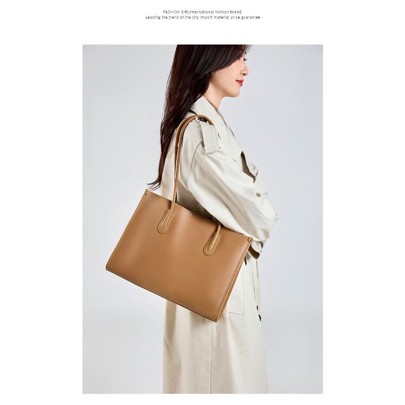 Genuine Leather Tote Bag for Women Large Capacity Commuter Shoulder Handbag Soft Cowhide Office Purse with Magnetic Closure