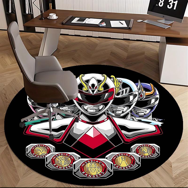 1pc Power Rangers Zodiac Ranger Round Carpet - Anime Design Office Chair Mat