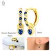 925 Silver Ear Buckles Fashion Hoop Earrings Dark Blue Crystal Pendant Gold Earrings High Women's Jewelry Luxury Gifts