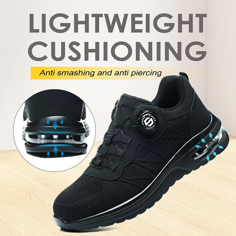 Men's Steel Toe Safety Shoes Anti Smash & Anti Puncture Lightweight Work Fashionable And Durable Buttoned Safety Shoes Boots