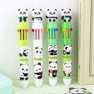 1 Piece Cute Ballpoint Pen Press Cartoon Panda Multicolor 10 In 1 Colors Stationery School Office Supplies