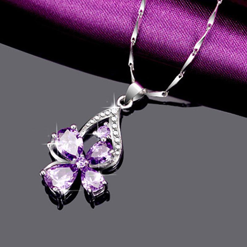BELLA BOX Hot Selling Purple Amethyst Geometry Gorgeous Pendant Necklaces For Women Charm Wedding Engagement Fine Luxury Jewelry New Trendy