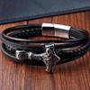 Men's Leather Bracelet Stainless Steel Leather Braided Bracelet Fashion Viking Jewellery Street Hipster Wear Jewellery Accessories