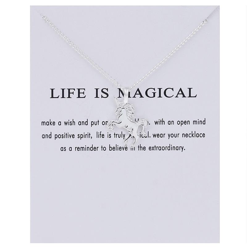 Unicorn Sunflower Lotus Pearl Elephant Alloy Necklace